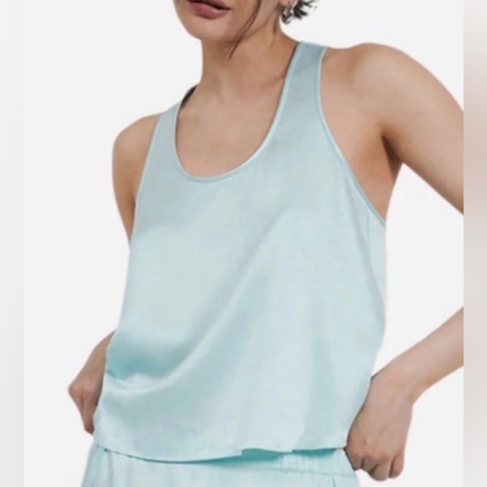 Lunya Tulip Back Silk Tank Top Light Blue Size Medium